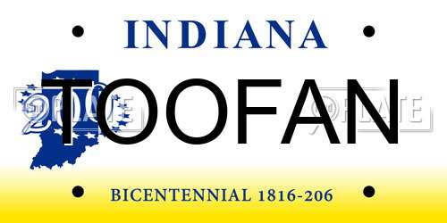 TOOFAN Indiana License Plate