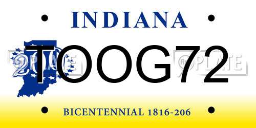 TOOG72 Indiana License Plate