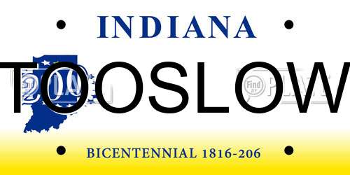 TOOSLOW Indiana License Plate