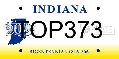 TOP373 Indiana License Plate