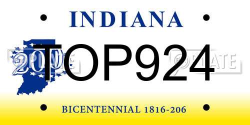 TOP924 Indiana License Plate