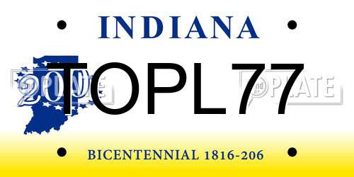 TOPL77 Indiana License Plate