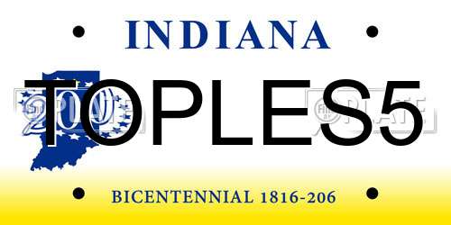 TOPLES5 Indiana License Plate