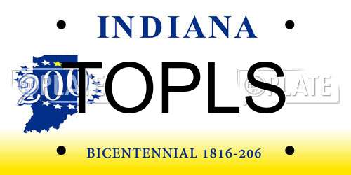 TOPLS Indiana License Plate