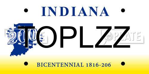 TOPLZZ Indiana License Plate