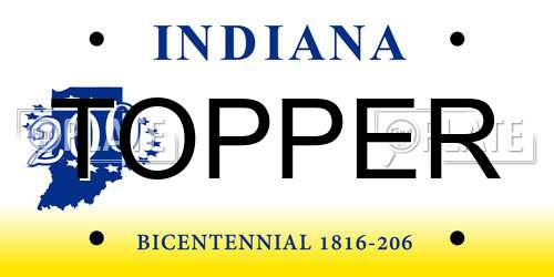 TOPPER Indiana License Plate