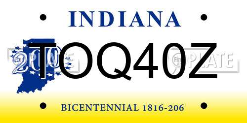 TOQ40Z Indiana License Plate