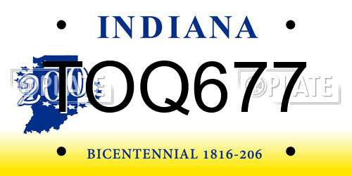 TOQ677 Indiana License Plate