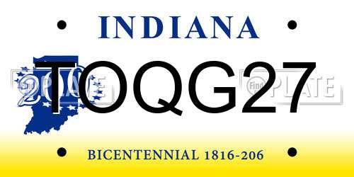 TOQG27 Indiana License Plate
