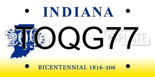 TOQG77 Indiana License Plate