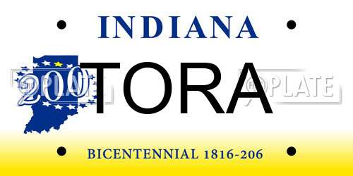 TORA Indiana License Plate