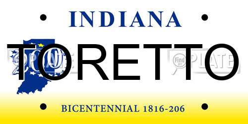 TORETTO Indiana License Plate