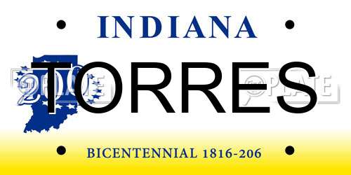 TORRES Indiana License Plate