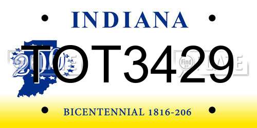 TOT3429 Indiana License Plate