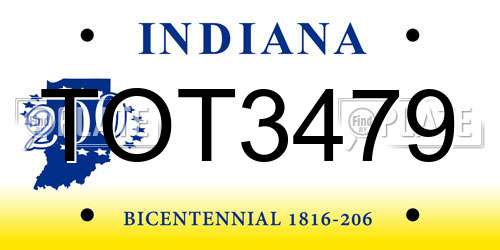 TOT3479 Indiana License Plate
