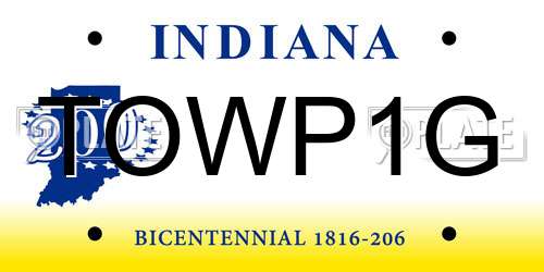 TOWP1G Indiana License Plate