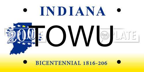 TOWU Indiana License Plate