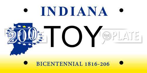 TOY Indiana License Plate