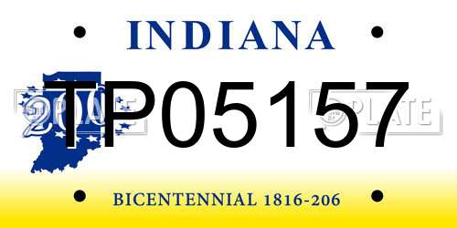 TP05157 Indiana License Plate