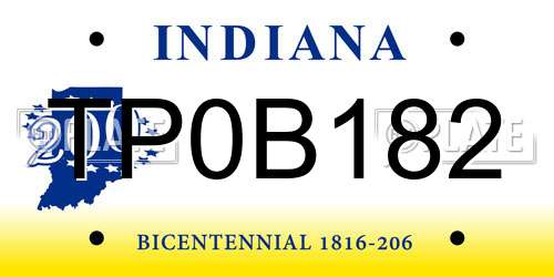 TP0B182 Indiana License Plate