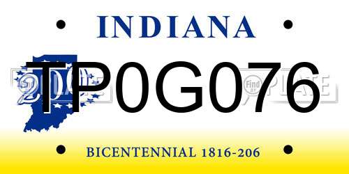 TP0G076 Indiana License Plate