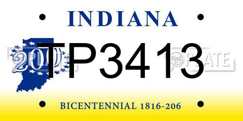 TP3413 Indiana License Plate