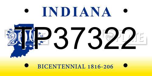 TP37322 Indiana License Plate