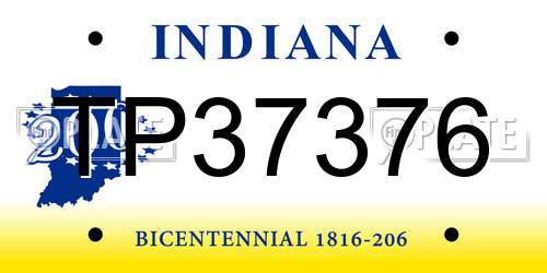 TP37376 Indiana License Plate