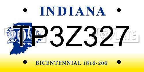 TP3Z327 Indiana License Plate