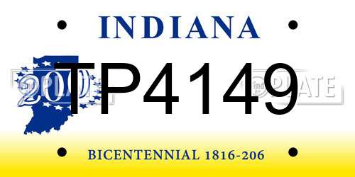 TP4149 Indiana License Plate