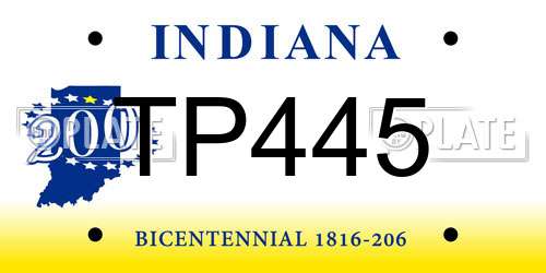 TP445 Indiana License Plate