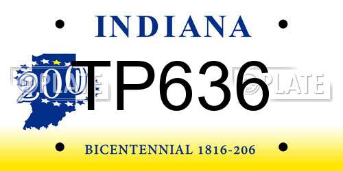 TP636 Indiana License Plate