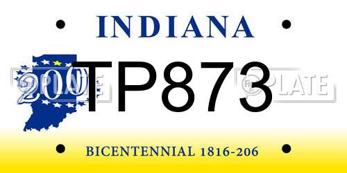 TP873 Indiana License Plate