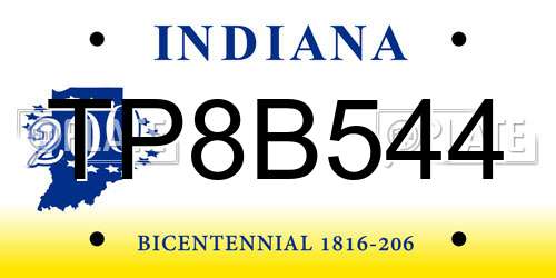 TP8B544 Indiana License Plate
