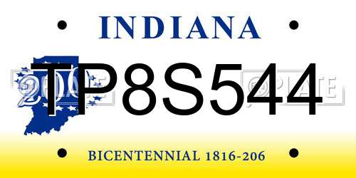 TP8S544 Indiana License Plate