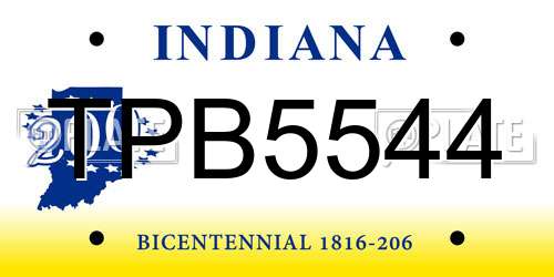 TPB5544 Indiana License Plate