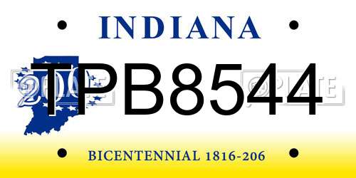 TPB8544 Indiana License Plate