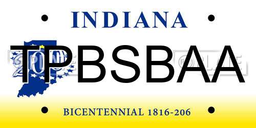 TPBSBAA Indiana License Plate