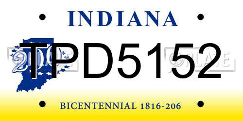 TPD5152 Indiana License Plate
