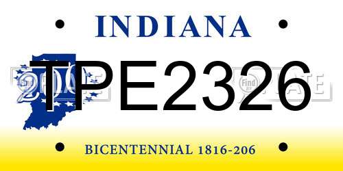 TPE2326 Indiana License Plate