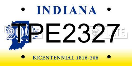 TPE2327 Indiana License Plate