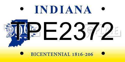 TPE2372 Indiana License Plate