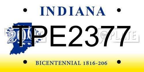 TPE2377 Indiana License Plate
