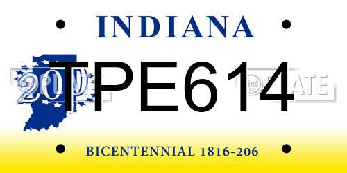 TPE614 Indiana License Plate