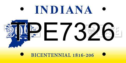 TPE7326 Indiana License Plate