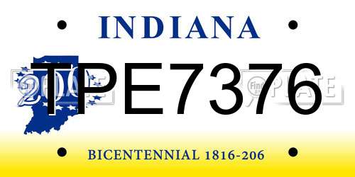 TPE7376 Indiana License Plate