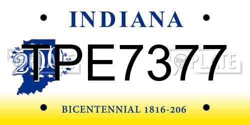 TPE7377 Indiana License Plate