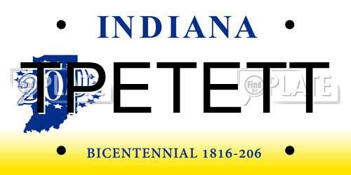 TPETETT Indiana License Plate