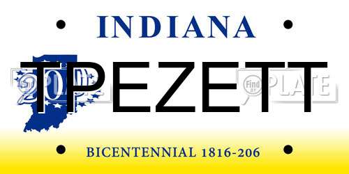 TPEZETT Indiana License Plate