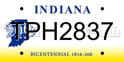 TPH2837 Indiana License Plate